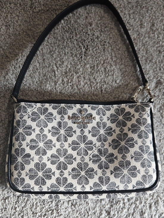 kate spade Handbags - kate spade Black and Cream Signature Spade Concertible Wristlet